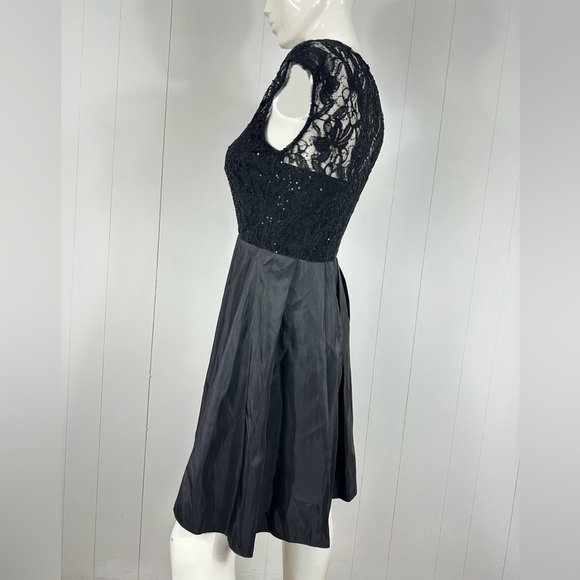 NEW One By Eight Sz 6 Black Tulle Lace Sequin Formal Cocktail Midi Dress Womens - Picture 8 of 11